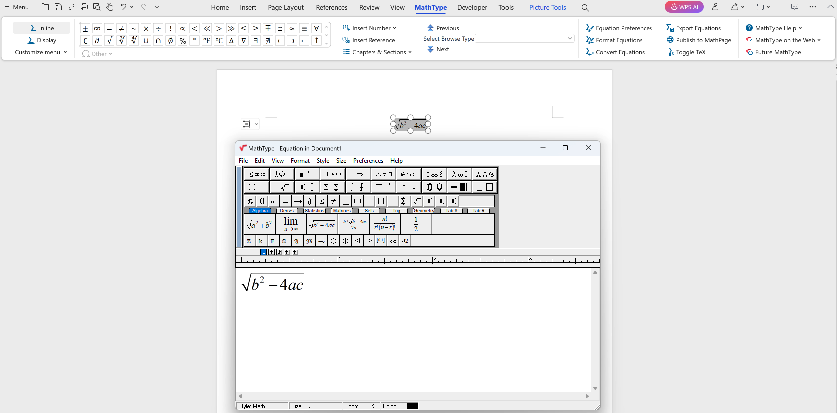 在 WPS Writer 中新增公式